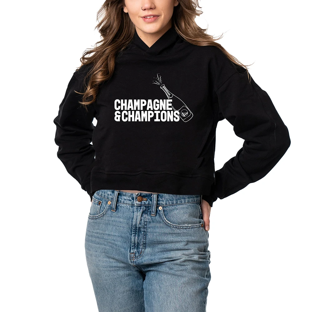 Women's Lusso Black Golden State Warriors 2022 NBA Finals Champions Layla Cropped Pullover Hoodie