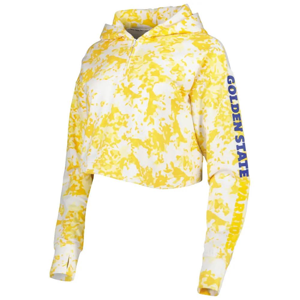 Haut court à quart de zip Maia Golden State Warriors Lusso doré/blanc pour femme