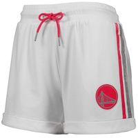 Women's Lusso White/Pink Golden State Warriors Melody Cuffed Tri-Blend Shorts