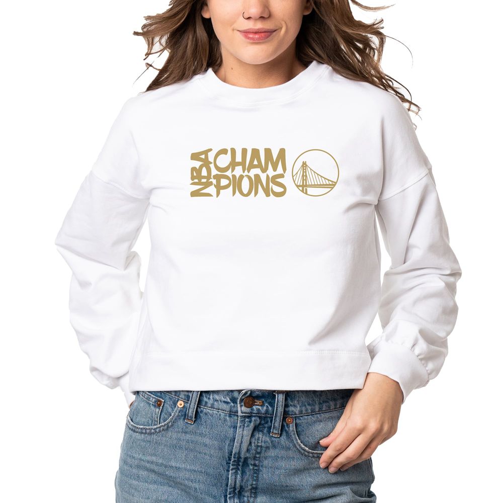 Women's Lusso White Golden State Warriors 2022 NBA Finals Champions Lola Pullover Sweatshirt