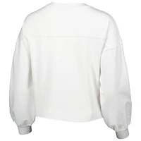 Women's Lusso White Golden State Warriors Lola Ball and Chain Pullover Sweatshirt