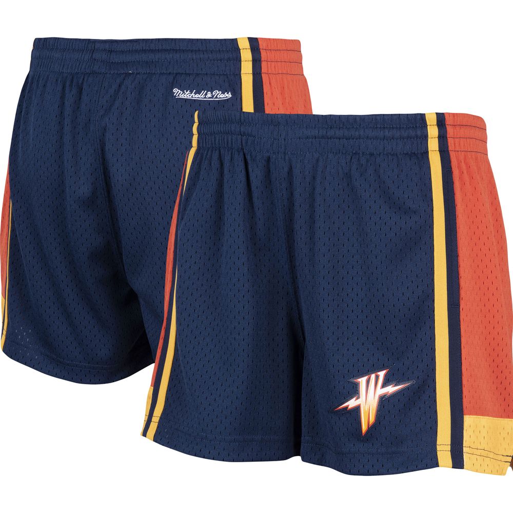 Women's Mitchell & Ness Navy Golden State Warriors Hardwood Classics Jump Shot - Shorts