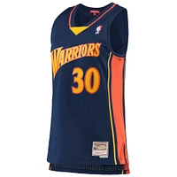 Maillot Swingman Mitchell & Ness Stephen Curry bleu marine Golden State Warriors 2009-10 Hardwood Classics pour femme