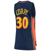 Maillot Swingman Mitchell & Ness Stephen Curry bleu marine Golden State Warriors 2009-10 Hardwood Classics pour femme