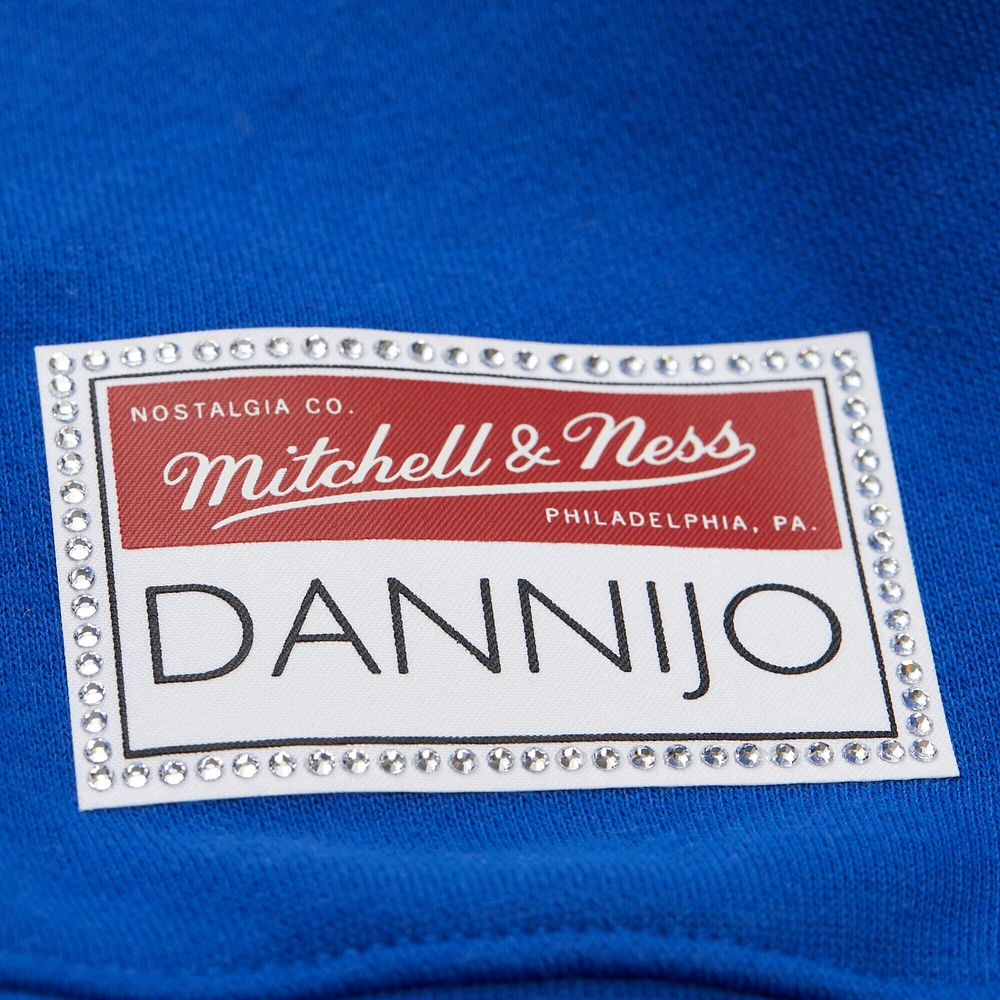 Women's Mitchell & Ness x DANNIJO  Gold/Royal Golden State Warriors Blocked Pullover Sweatshirt