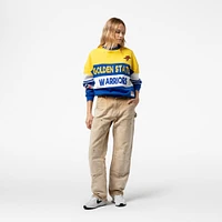 Women's Mitchell & Ness x DANNIJO  Gold/Royal Golden State Warriors Blocked Pullover Sweatshirt