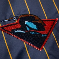 Veste en satin bleu marine à boutons-pression pour femme Mitchell & Ness x DANNIJO des Golden State Warriors