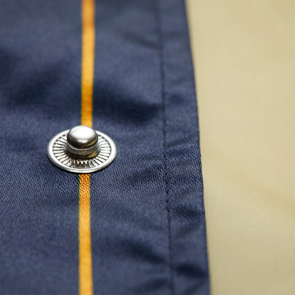 Veste en satin bleu marine à boutons-pression pour femme Mitchell & Ness x DANNIJO des Golden State Warriors