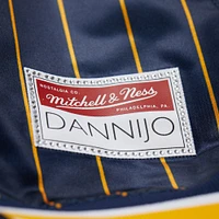 Veste en satin bleu marine à boutons-pression pour femme Mitchell & Ness x DANNIJO des Golden State Warriors