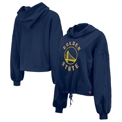 Sweat à capuche court New Era bleu marine Golden State Warriors 2024/25 City Edition pour femme