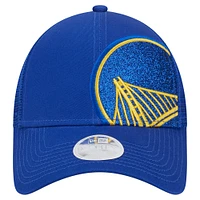 Casquette réglable 9FORTY avec logo scintillant des Royal Golden State Warriors Game Day New Era pour femme