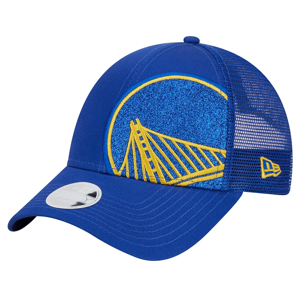 Casquette réglable 9FORTY avec logo scintillant des Royal Golden State Warriors Game Day New Era pour femme