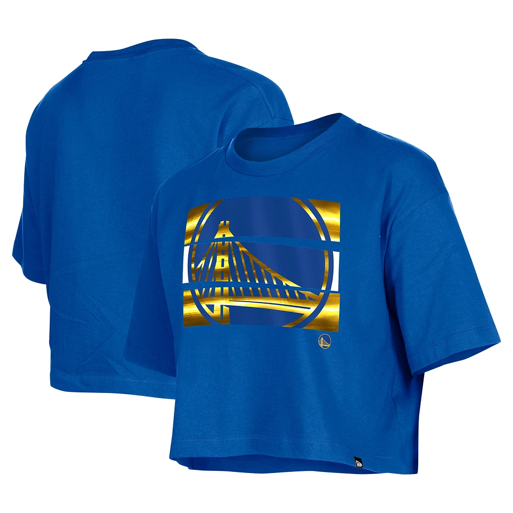 T-shirt court oversize à manches courtes Golden State Warriors Royal New Era pour femme