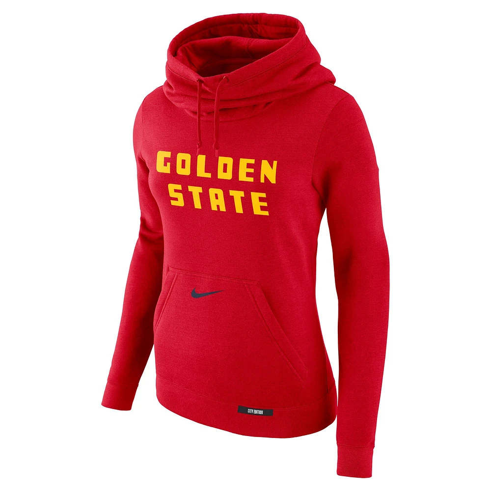 Women's Nike Red Golden State Warriors 2024/25 City Edition Essential Club Pullover Hoodie