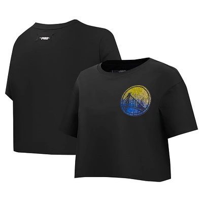 Women's Pro Standard Black Golden State Warriors Jewels Boxy Cropped T-Shirt