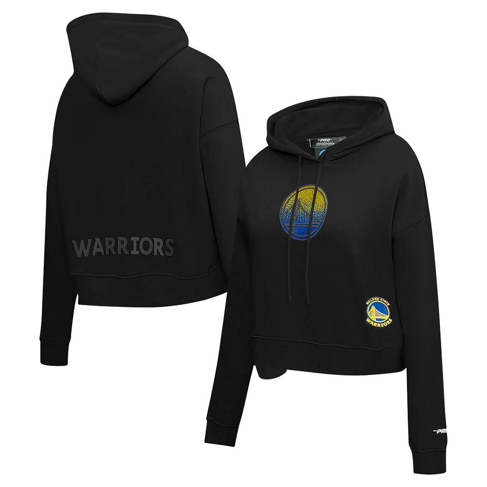 Sweat à capuche court Pro Standard noir pour femme Golden State Warriors Jewels