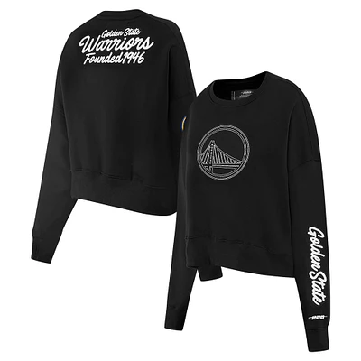 Women's Pro Standard Black Golden State Warriors Paint The City Cropped Pullover Sweatshirt