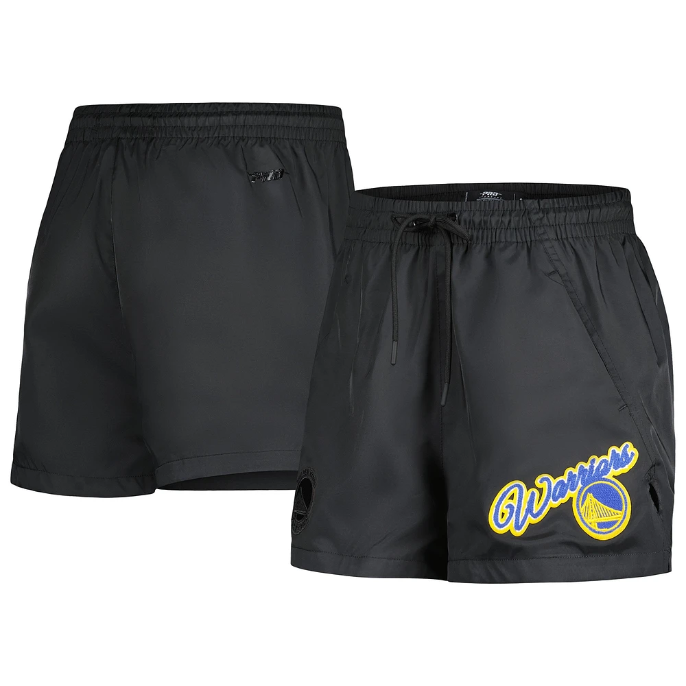 Women's Pro Standard  Black Golden State Warriors Script Woven Shorts