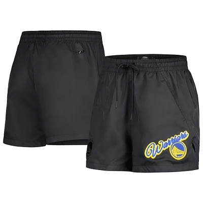 Women's Pro Standard  Black Golden State Warriors Script Woven Shorts