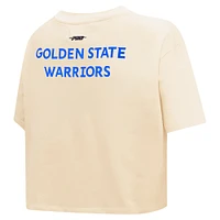 Women's Pro Standard Cream Golden State Warriors Retro Striper SJ Cropped Boxy T-Shirt