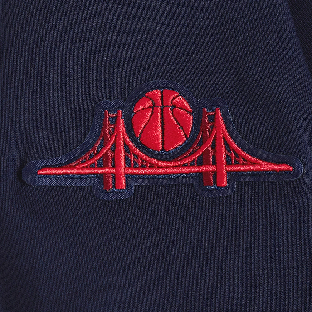 Women's Pro Standard Navy Golden State Warriors 2024/25 City Edition Chenille Applique Cropped Pullover Hoodie