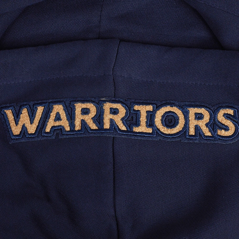 Women's Pro Standard Navy Golden State Warriors 2024/25 City Edition Chenille Applique Cropped Pullover Hoodie