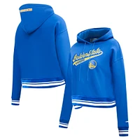 Sweat à capuche court Pro Standard Royal Golden State Warriors Script Tail pour femme