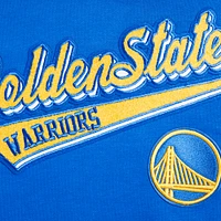 Sweat à capuche court Pro Standard Royal Golden State Warriors Script Tail pour femme