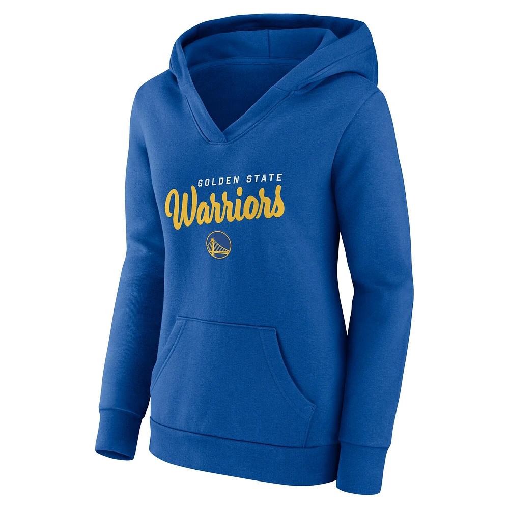 Sweat à capuche col en V pour femme Royal Golden State Warriors Triumphant