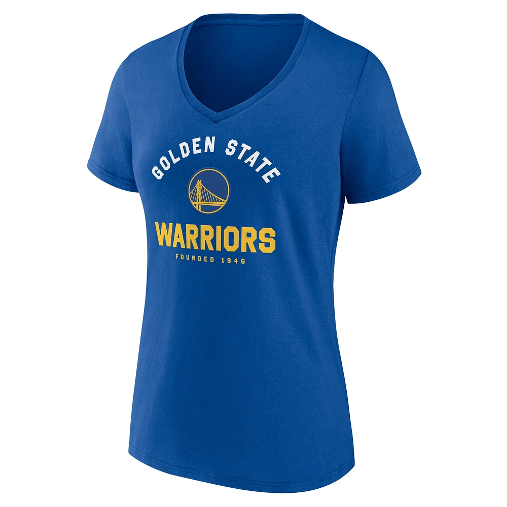 Women's  Royal Golden State Warriors Unrivaled V-Neck T-Shirt