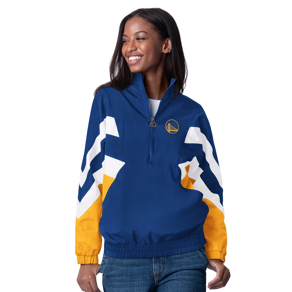 Women's Starter Royal Golden State Warriors Renegade Oxford Half-Zip Jacket