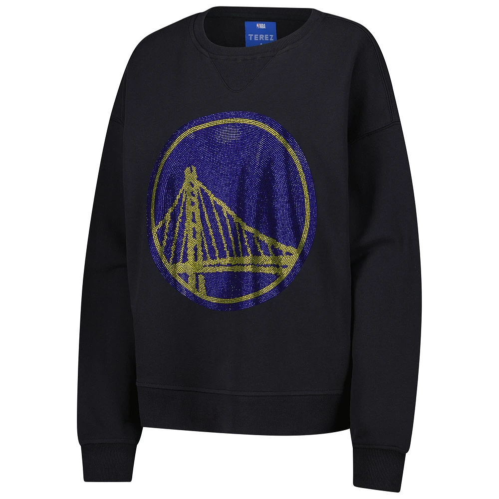 Sweat-shirt à capuche noir avec logo en pierres précieuses des Golden State Warriors pour femme Terez