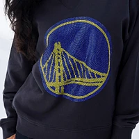 Women's Terez Black Golden State Warriors Gemstone Logo Pullover Sweatshirt