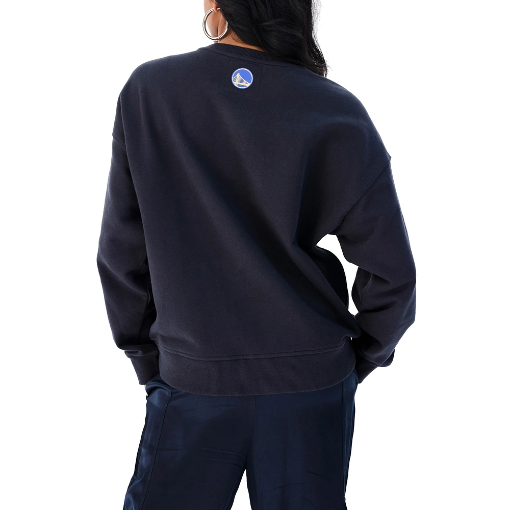 Women's Terez Black Golden State Warriors Gemstone Logo Pullover Sweatshirt