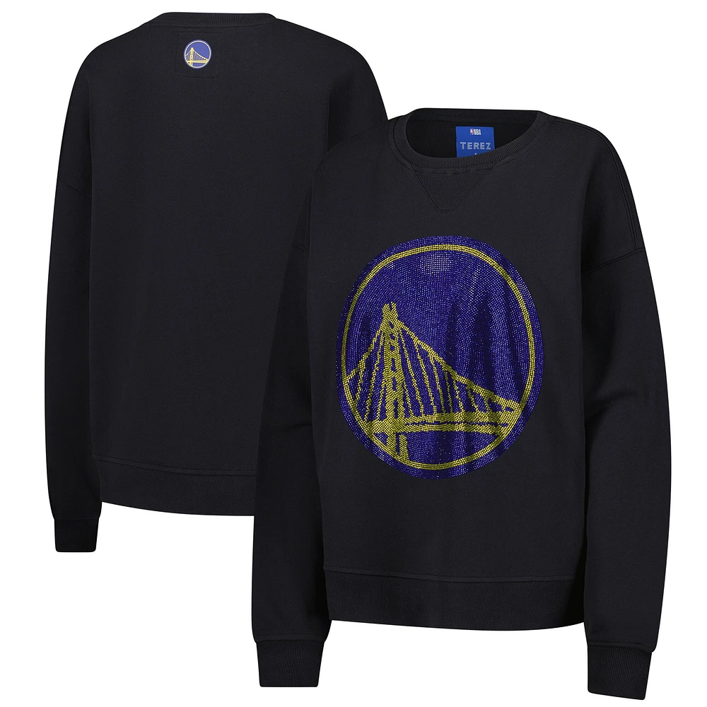 Sweat-shirt à capuche noir avec logo en pierres précieuses des Golden State Warriors pour femme Terez