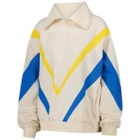 Women's Terez White Golden State Warriors Retro Chevron Ripstop Quarter-Zip Windbreaker Jacket