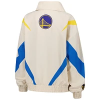 Women's Terez White Golden State Warriors Retro Chevron Ripstop Quarter-Zip Windbreaker Jacket