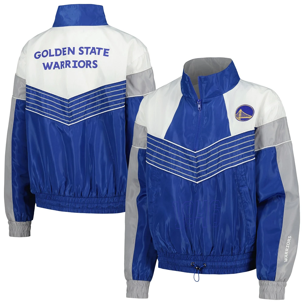 Veste de survêtement à demi-zip The Wild Collective Royal Golden State Warriors Courtside pour femme