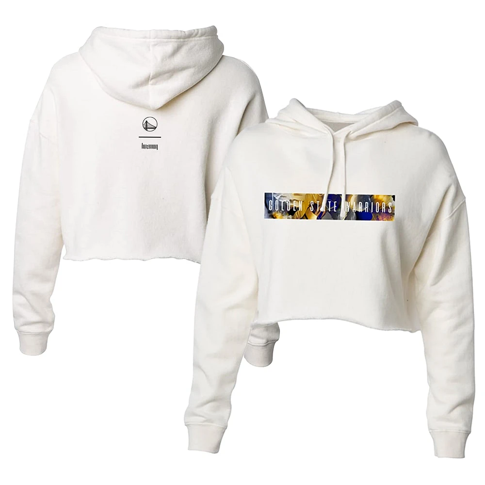 Women's The Wild Collective Tan Golden State Warriors 2022/23 City Edition Cropped Pullover Hoodie