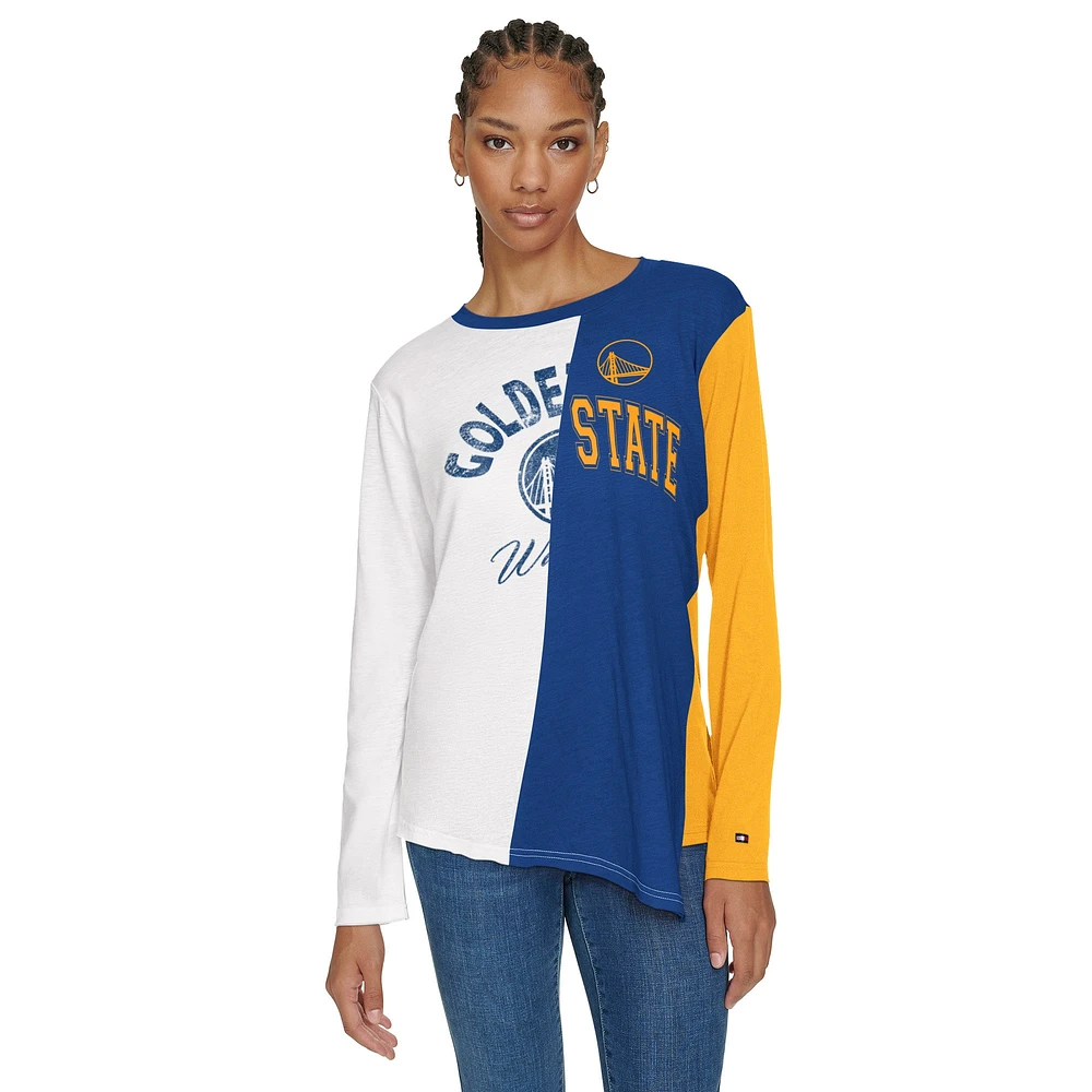 T-shirt à manches longues blocs de couleurs Amelia Golden State Warriors blanc/bleu marine Tommy Jeans pour femme