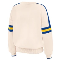 Pull à rayures crème Golden State Warriors pour femme WEAR by Erin Andrews