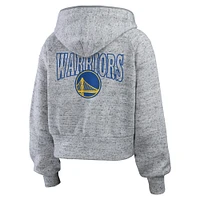 Women's WEAR by Erin Andrews Heather Gray Golden State Warriors Speckled Radiator Full-Zip Hoodie