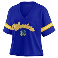 T-shirt à col en V blocs de couleurs Royal Golden State Warriors pour femme WEAR by Erin Andrews