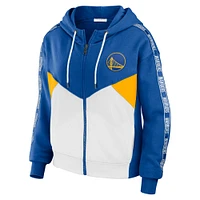 WEAR by Erin Andrews Royal Golden State Warriors Sweat à capuche entièrement zippé blocs de couleurs pour femmes