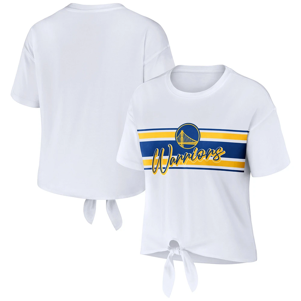 T-shirt blanc noué sur le devant des Golden State Warriors WEAR by Erin Andrews pour femmes