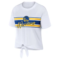 Women's WEAR by Erin Andrews  White Golden State Warriors Tie-Front T-Shirt