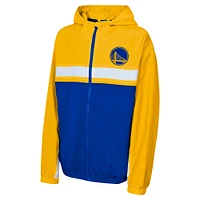 Youth Gold Golden State Warriors Headliner Windbreaker Full-Zip Hoodie Jacket