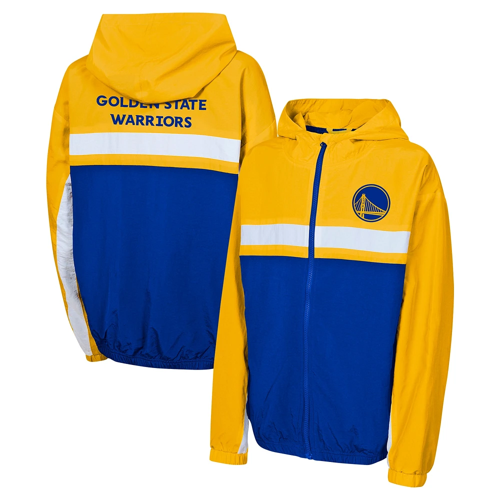 Youth Gold Golden State Warriors Headliner Windbreaker Full-Zip Hoodie Jacket