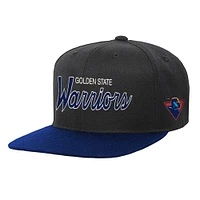 Youth Mitchell & Ness Black Golden State Warriors Team Script Snapback Hat