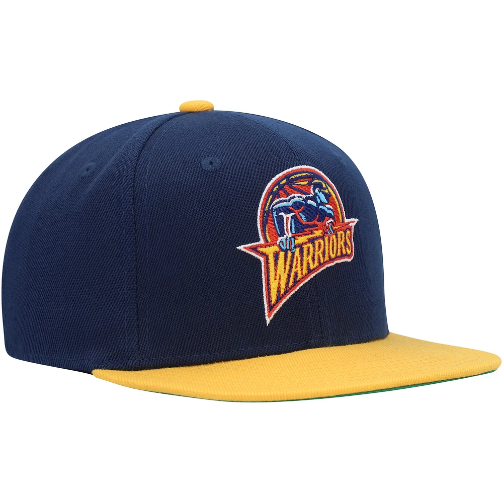 Youth Mitchell & Ness  Navy/Gold Golden State Warriors Two-Tone Snapback Hat